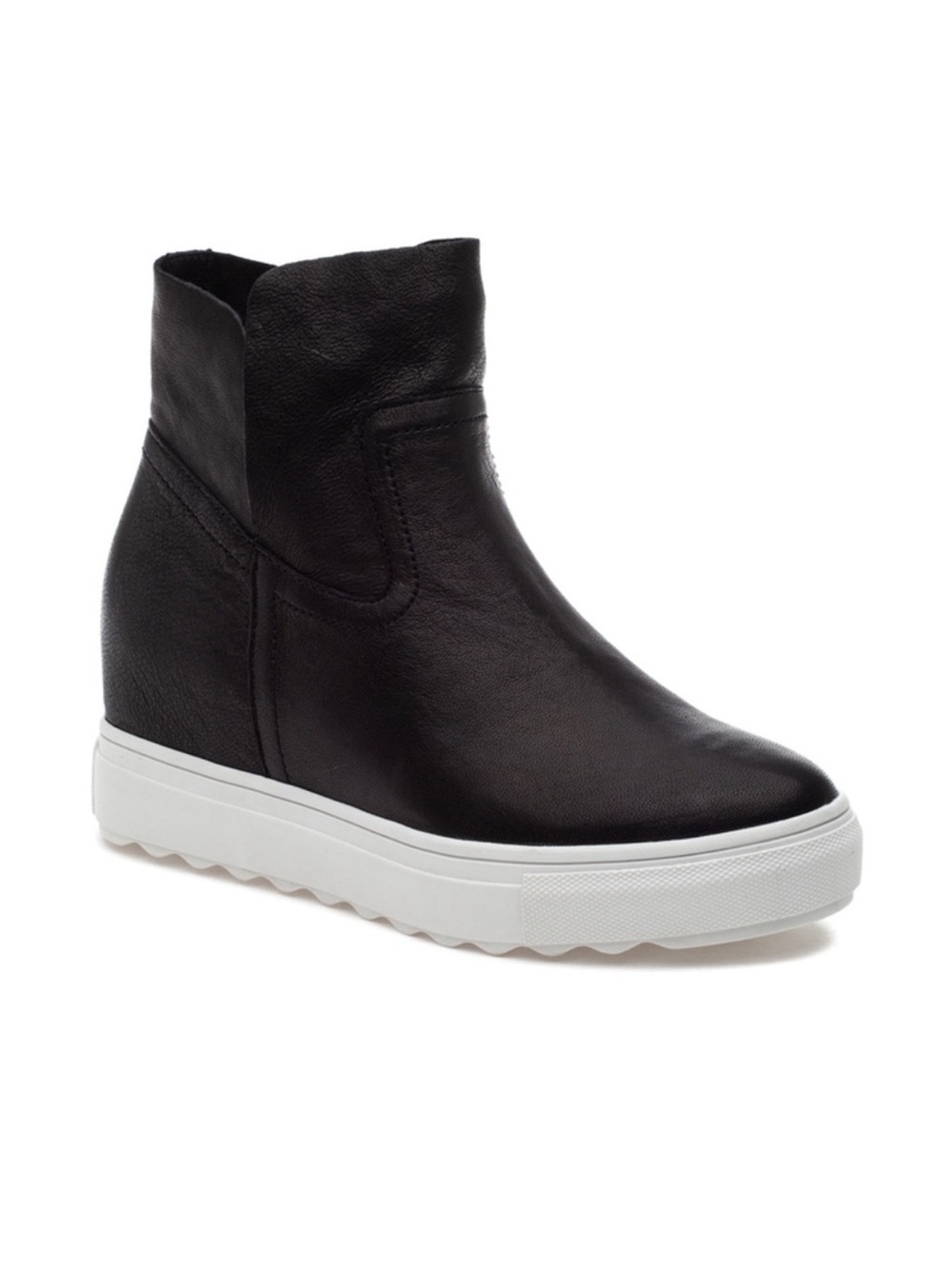 J/Slides Posh Leather Hidden Wedge Platform Sneakers Black Size 7.5